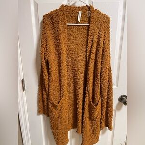 Zenana Outfitters mustard Sz L popcorn cardigan